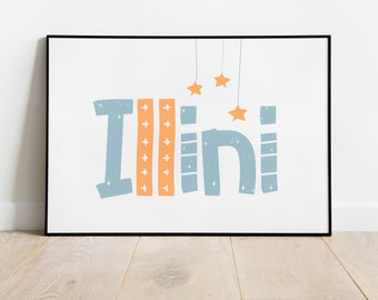 Nursery Illini Stars Poster Print- Baby Wall Art