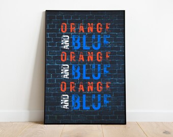 Orange and Blue Rustic Grunge Poster Print