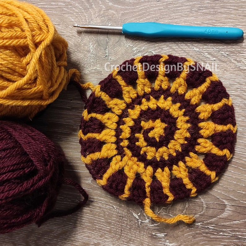 Spiral Sun Granny Square Pattern-Celtic Sun Crochet Tutorial /PDF Written Pattern/ ENGLISH image 9