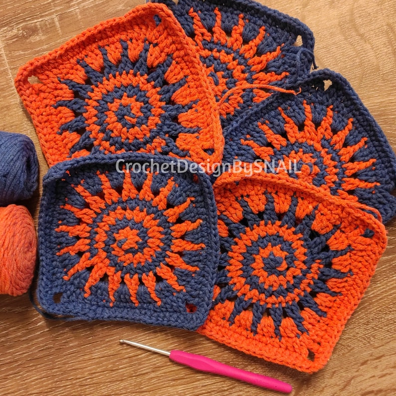 Spiral Sun Granny Square Pattern-Celtic Sun Crochet Tutorial /PDF Written Pattern/ ENGLISH image 7
