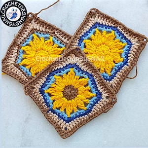 Sun Or Sunflower Grandma Square Muster / PDF Muster / ENGLISCH