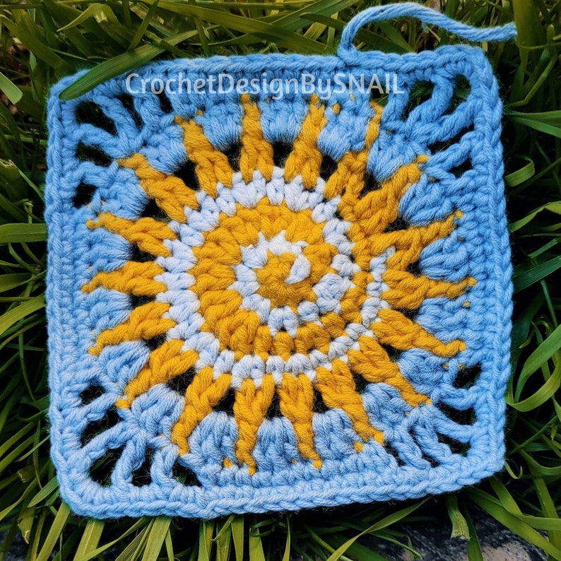 Spiral Sun Granny Square Pattern-Celtic Sun Crochet Tutorial /PDF Written Pattern/ ENGLISH image 2