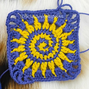 Spiral Sun Granny Square Pattern-Celtic Sun Crochet Tutorial /PDF Written Pattern/ ENGLISH image 10