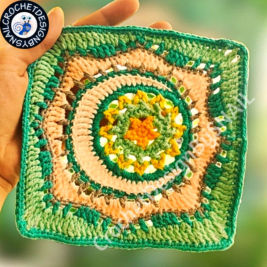 Crescent moon-Sun and Star Combınatıon On The Granny Square - PDF - ENGLISH Written Pattern - Galaxy Space Combınatıon On The Crochet Square
