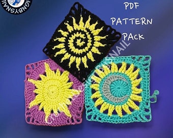 Sun & Moon Crochet Granny Square Pattern Pack (PDF)