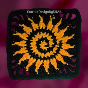 Spiral Sun Granny Square Pattern-Celtic Sun Crochet Tutorial /PDF Written Pattern/ ENGLISH image 8