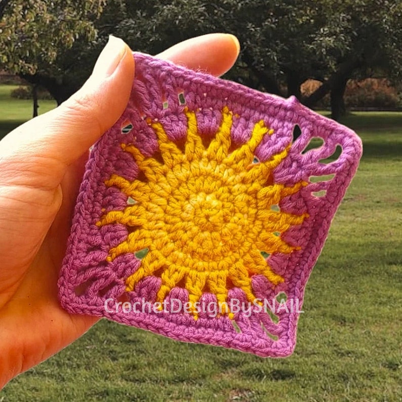 Spiral Sun Granny Square Pattern-Celtic Sun Crochet Tutorial /PDF Written Pattern/ ENGLISH image 5