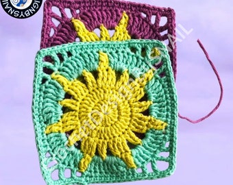 TANGLED Sun Crochet Square Pattern / PDF Written Pattern / English