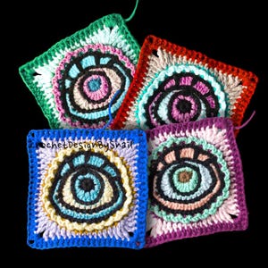 Mystic Evil Eye Crochet Granny Square Pattern: Witchy Design (Digital PDF)