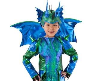 Dragon Costume: Kids' Jumpsuit with Wings & Headpiece