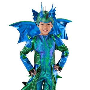 Dragon Costume: Kids&#39; Jumpsuit with Wings & Headpiece