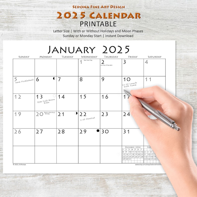 2025 Monthly Blank Calendar (sunday-start or Monday-start), Simple ...