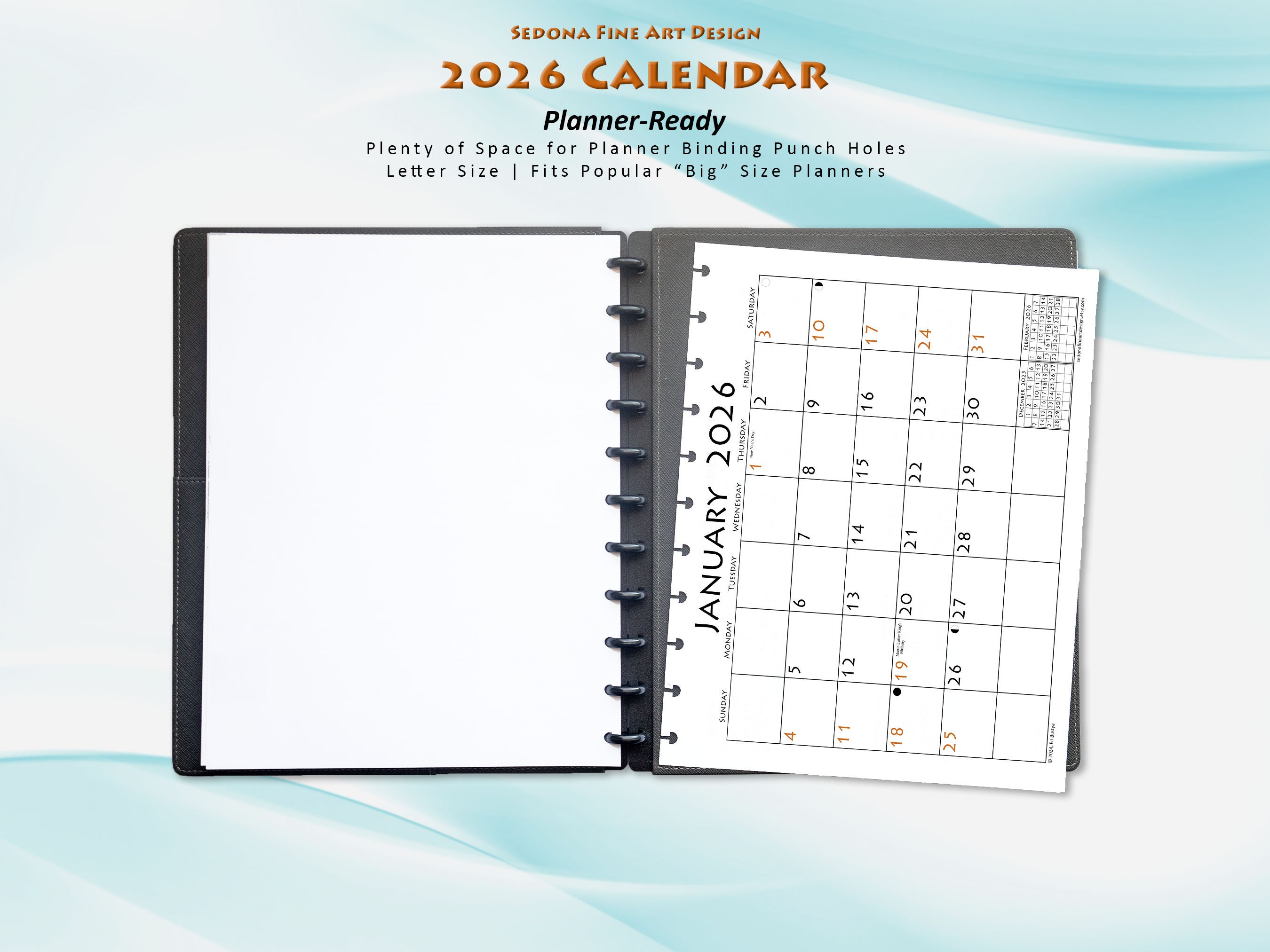2026 Monthly Calendar, Printable PDF, Sunday-start or Monday-start