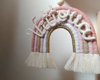 Macramé rainbow with personalized writing