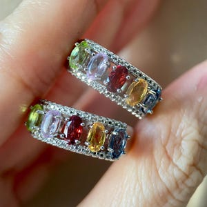 Multi Gemstone Ring • Peridot Amethyst Garnet Citrine London Blue Topaz • Rainbow Jewelry • Gift for Her