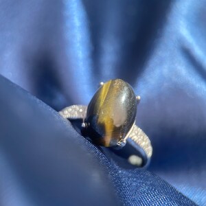 Natürlicher Tigeraugenring, Silber-Tigeraugenring, Gelber Tigeraugenring, Schutzstein, Blauer Tigeraugenring, Katzenauge, Reichtumstein Bild 7