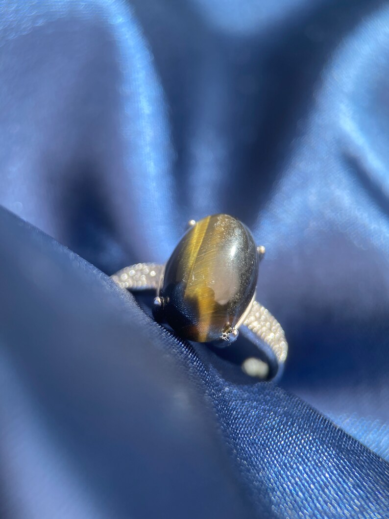 Natürlicher Tigeraugenring, Silber-Tigeraugenring, Gelber Tigeraugenring, Schutzstein, Blauer Tigeraugenring, Katzenauge, Reichtumstein Bild 7