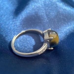 Natürlicher Tigeraugenring, Silber-Tigeraugenring, Gelber Tigeraugenring, Schutzstein, Blauer Tigeraugenring, Katzenauge, Reichtumstein Bild 9