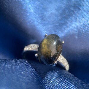 Natürlicher Tigeraugenring, Silber-Tigeraugenring, Gelber Tigeraugenring, Schutzstein, Blauer Tigeraugenring, Katzenauge, Reichtumstein Bild 6