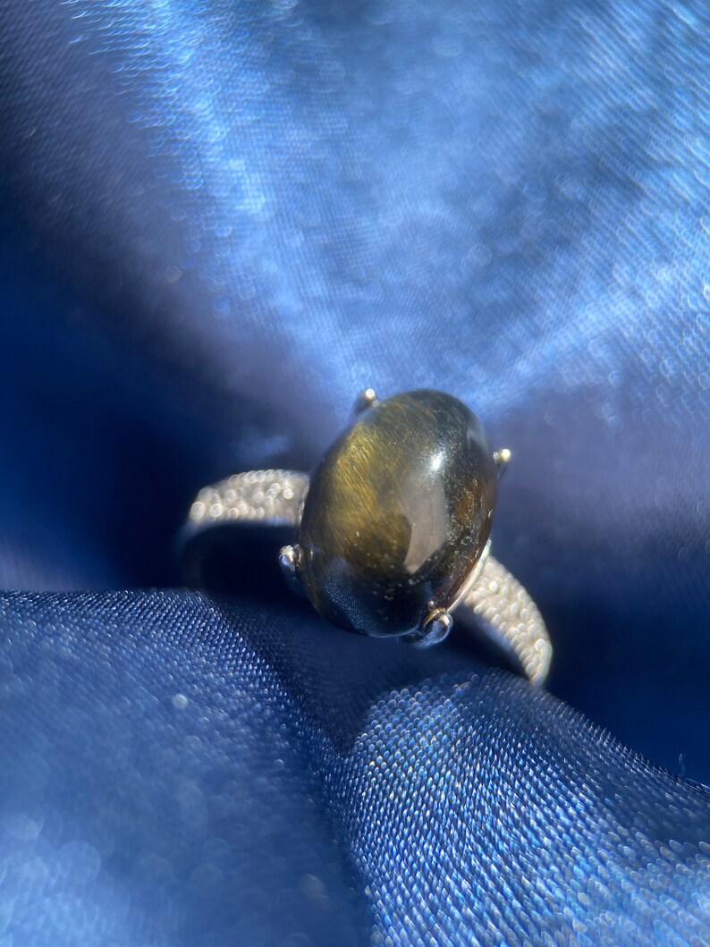 Natürlicher Tigeraugenring, Silber-Tigeraugenring, Gelber Tigeraugenring, Schutzstein, Blauer Tigeraugenring, Katzenauge, Reichtumstein Bild 6