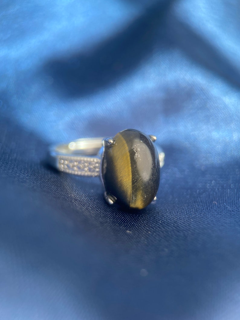 Natürlicher Tigeraugenring, Silber-Tigeraugenring, Gelber Tigeraugenring, Schutzstein, Blauer Tigeraugenring, Katzenauge, Reichtumstein Bild 8