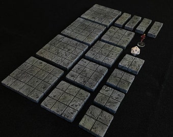 Kit 16 Modular Stone Dungeon Tiles for XPS Foam Role Playing Game 4x4 3x3 2x2 3x1 inch | Dnd Pathfinder Hero Quest