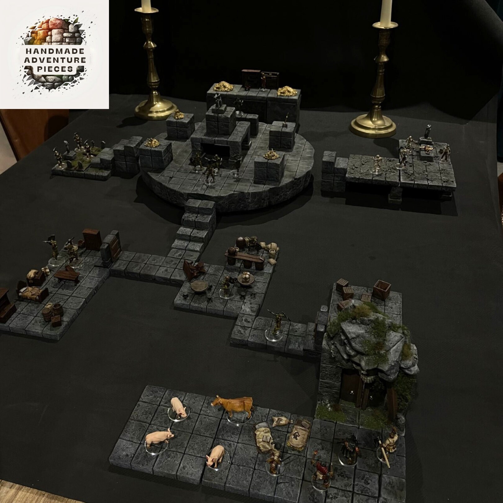 Kit 16 Modular Stone Dungeon Tiles for XPS Foam Role Playing Game 4x4