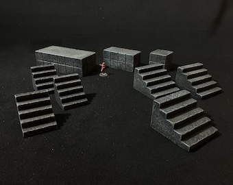 9 Unpainted Dungeon Stairs and Platforms, Modular Foam Terrain for 28–32 mm Miniatures