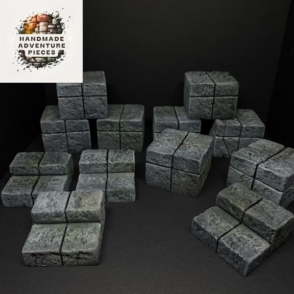 Kit of 12 stone tiles to create high structures and dungeon stairs for role-playing games | Dnd Pathfinder Hero Quest