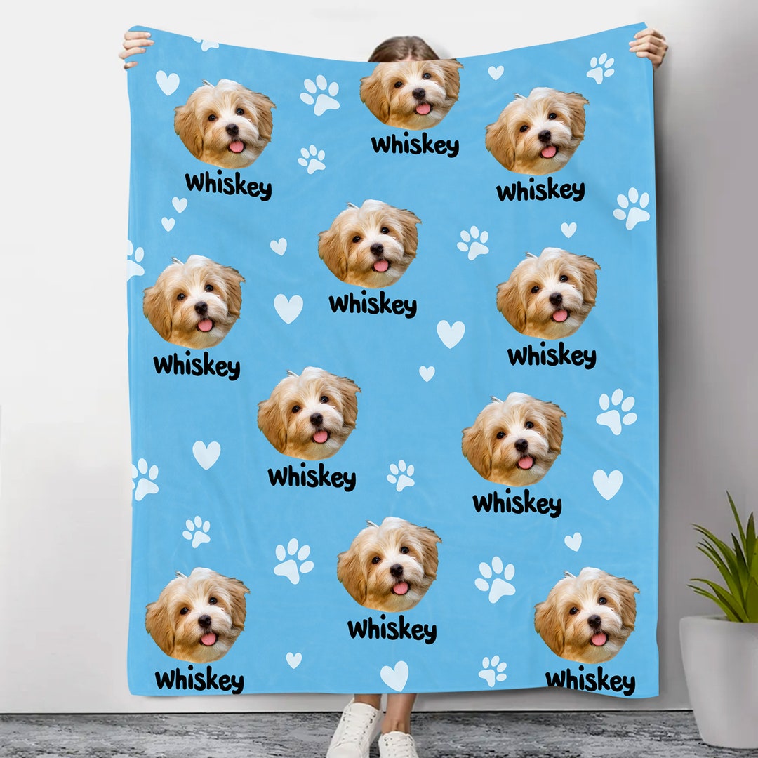 Custom Dog Face Blanket, Pet Portrait Blanket Gift, Dog Blanket, Cute