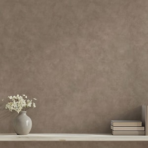Soft Mushroom Brown Limewash Wallpaper - Faux Plaster Texture - Peel and Stick Wallpaper or Traditional