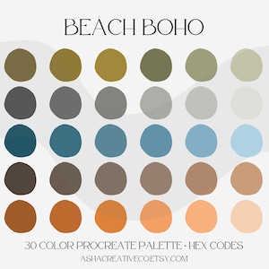 Beach Boho Procreate Color Palette | Color swatches |For Digital Planning| HEX Codes | Digital Download |GoodNotes