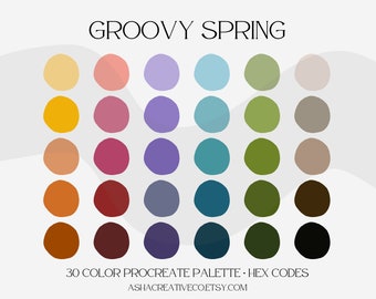 Groovy Spring Procreate Color Palette / Muestras de color / Para planificación digital / Códigos HEX / Descarga digital / GoodNotes