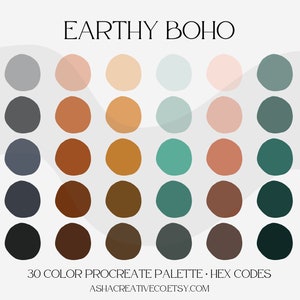 Earthy Boho Procreate Color Palette | Color swatches |For Digital Planning| HEX Codes | Digital Download |GoodNotes