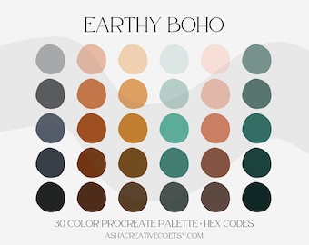 Earthy Boho Procreate Color Palette | Color swatches |For Digital Planning| HEX Codes | Digital Download |GoodNotes