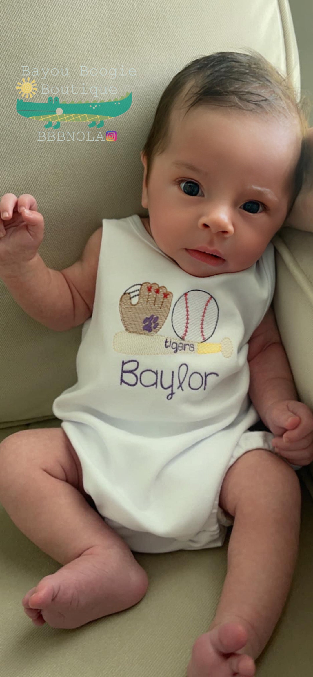 Boys Baseball Onesie LSU LSU Tigers Boys Embroidery Baby Etsy