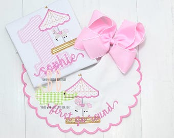 Premier tour ; 1er anniversaire, éclat de gâteau, bloomer monogramme, tenue d'anniversaire de fille, ensemble de couches vintage, broderie fille