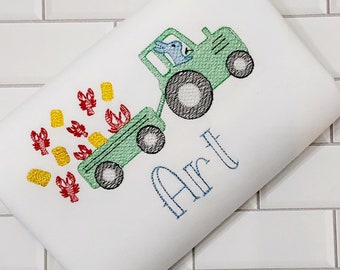 Boy's Bayou Embroidery Shirt, Crawfish Tractor
