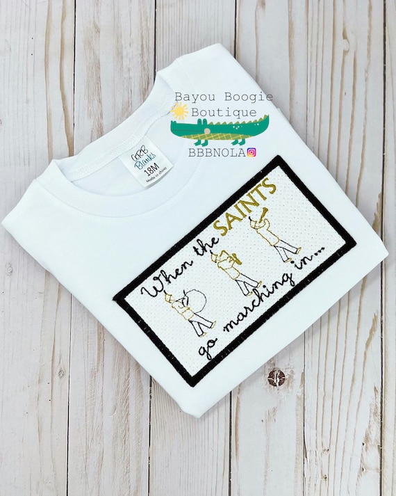 Boy's Embroidered Saints Game Day Shirt, Personalized Football Outfit
