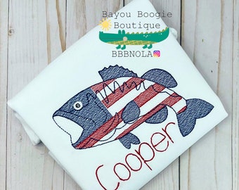 Chemise de pêche personnalisée du 4 juillet - Bar brodé, vêtements Southern Boy