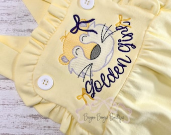 Girls Tigers Game Day Embroidered Bubble, Personalized Sun Suit Romper