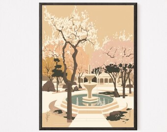 DESCARGA DIGITAL Arte de pared imprimible Jardín Botánico minimalista Flores de cerezo imprimibles Arte de pared Fuente del jardín botánico