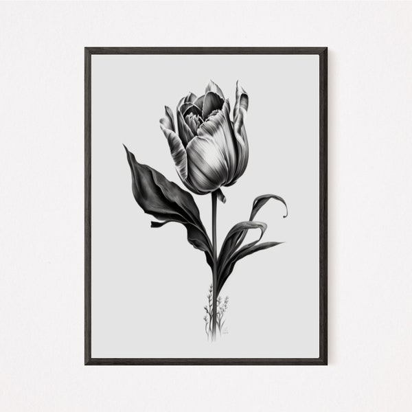 Black Tulip Art Etsy