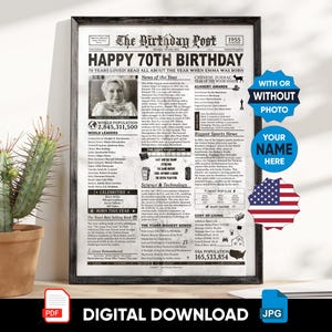 USA DRUCKBAR: 70er Geburtstagsgeschenk 1955 USA, 70er Jahre Geschenk für Männer und Frauen, 1955 Zeitungsplakat, Ago Back 1955, Geboren 1955