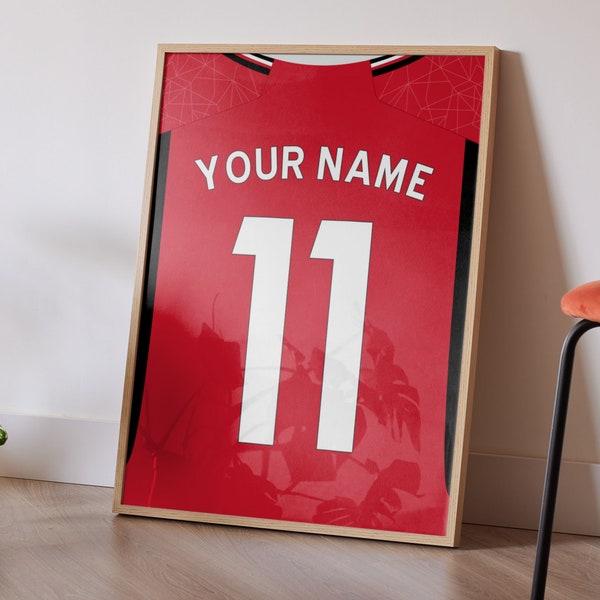 23/24 Custom Manchester United Home Shirt Wall Art Poster, Manchester United Jersey Wall Art, Décor, Personalised With Any Name & Number