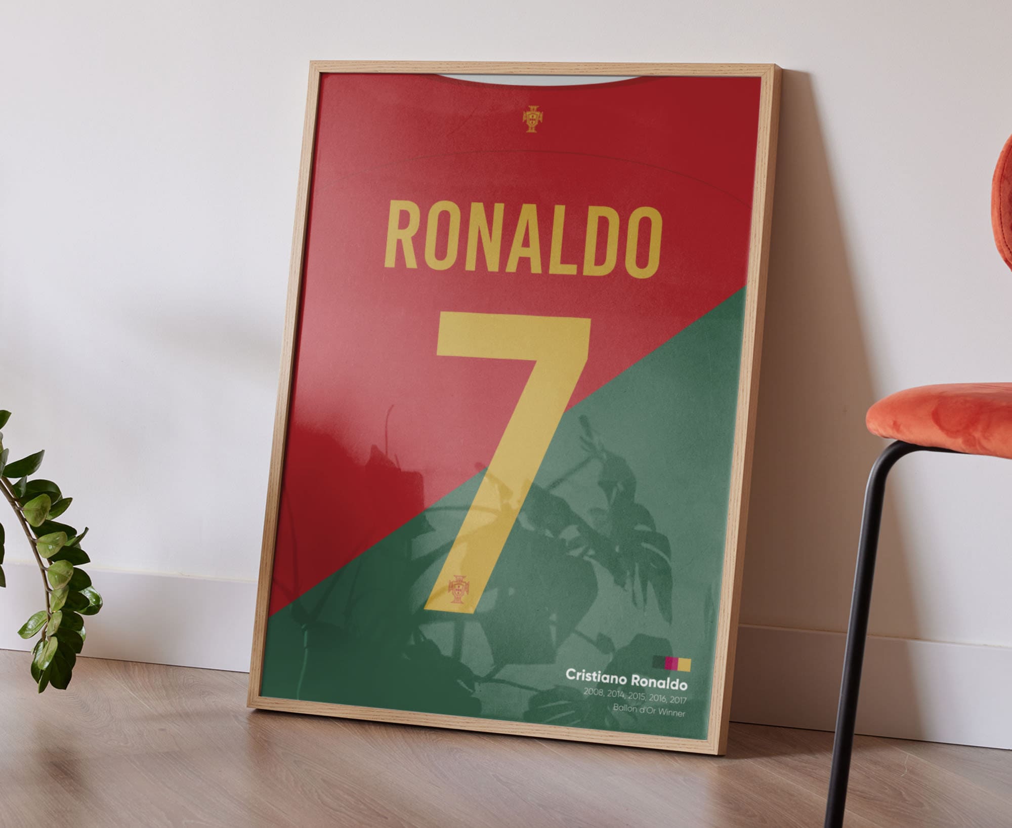 Cristiano Ronaldo Portugal National Football Home Shirt Jersey Wall Art
