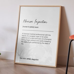 Salon Decor Nurse Injector Definition Print - Definition Poster - Definition Quote Print - Dictionary Print - Present - Aesthetics