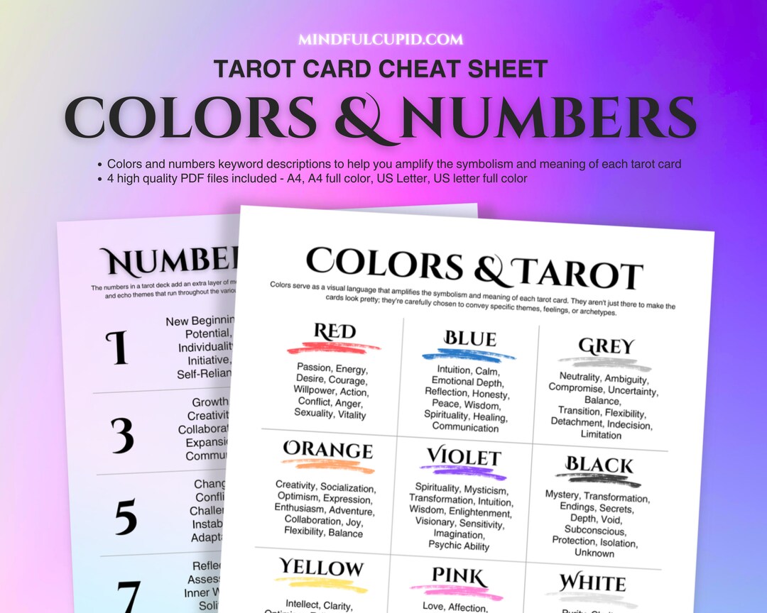 Tarot Cheat Sheet Tarot Reference Tarot Colors Tarot - Etsy