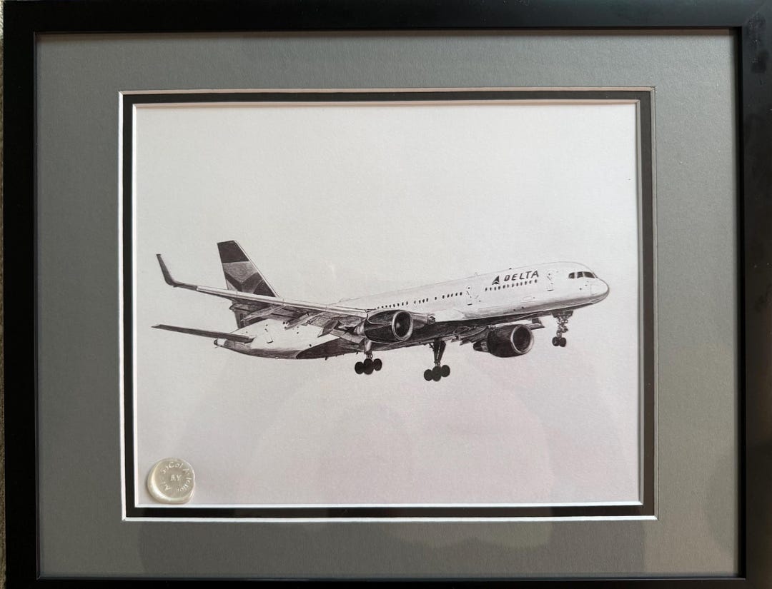 Delta Air Lines 757-200 Print W/ Frame & Matte - Etsy