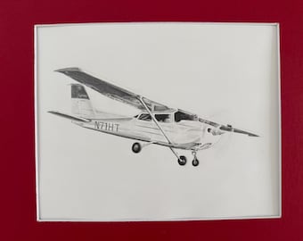 Cessna 172 Skyhawk ( No Wheel Pants)  Customizable tail number Print w/ Frame & Matte